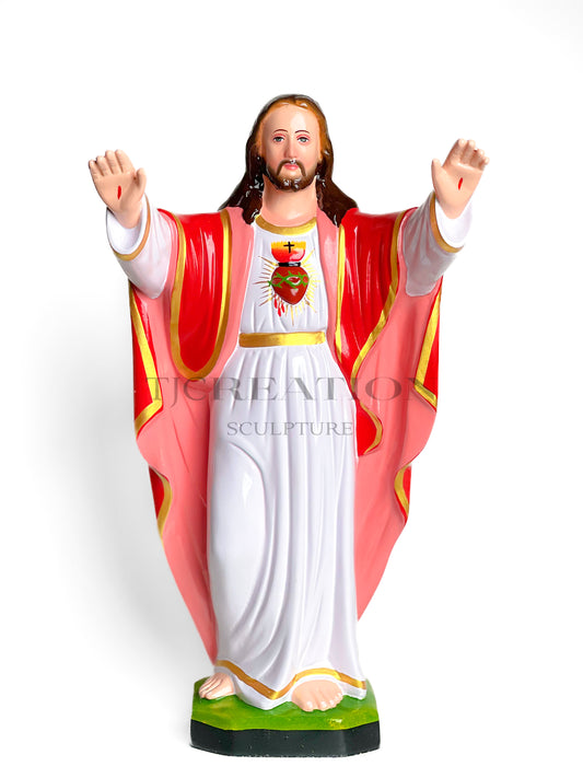 Sacred Heart of Jesus Blessing Statue – Handcrafted Christ Figurine by TJ Creation Sculpture