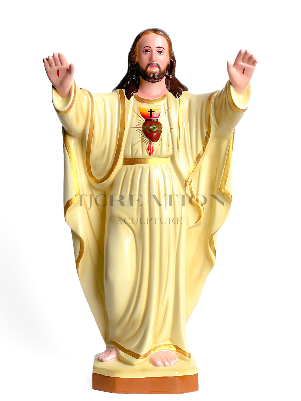 Sacred Heart Jesus Blessing Statue – 18 inche Handcrafted Christ Figurine by TJ Creation Sculpture