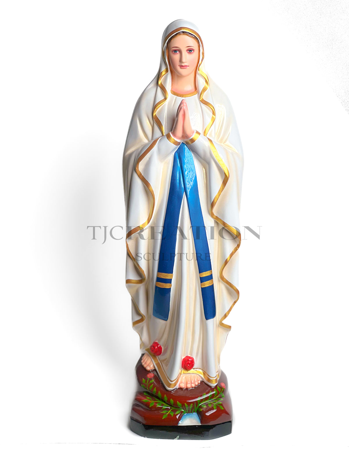 Our Lady of Lourdes Statue (Metallic Stardust) 30 inch Handcrafted Figurine by TJ Creation Sculpture