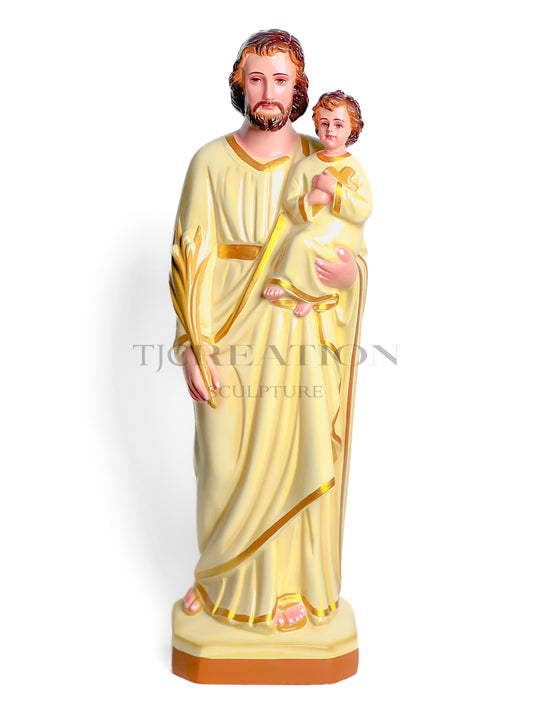Handcrafted Saint Joseph with Child Jesus Statue 24 inches - Ivory Finish