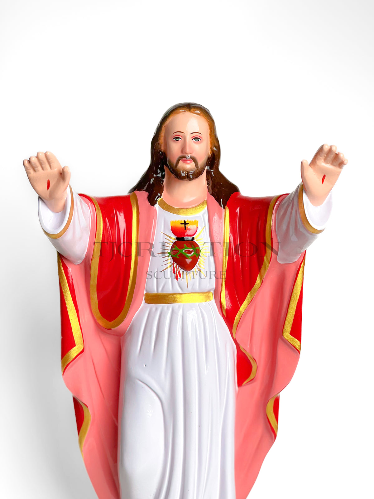 Sacred Heart of Jesus Blessing Statue – Handcrafted Christ Figurine by TJ Creation Sculpture