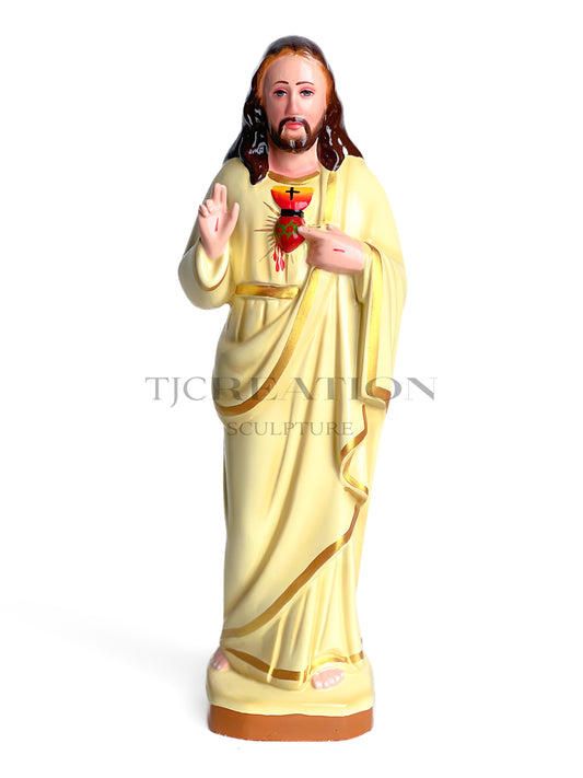 Sacred Heart of Jesus Statue Ivory 15 inch – Handcrafted Blessing Figurine by TJ Creation Sculpture