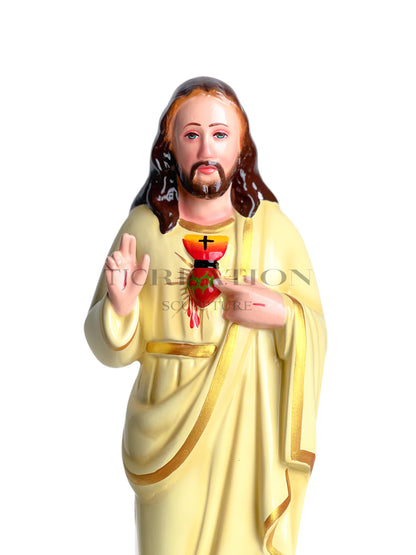 Sacred Heart of Jesus Statue Ivory 15 inch – Handcrafted Blessing Figurine by TJ Creation Sculpture