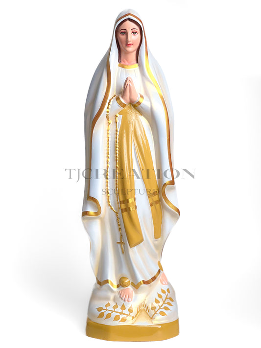 Our Lady of Lourdes Statue White & Gold 18 inch Handcrafted Figurine by TJ Creation Sculpture