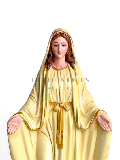 Our Lady of Grace (immaculate Mother Mary) Statue Ivory 15 inch Handcrafted Figurine by TJ Creation Sculpture