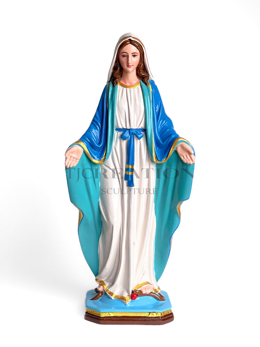 Our Lady of Grace (immaculate Mother Mary) Statue with Blue 15 inch – Handcrafted Figurine by TJ Creation Sculpture