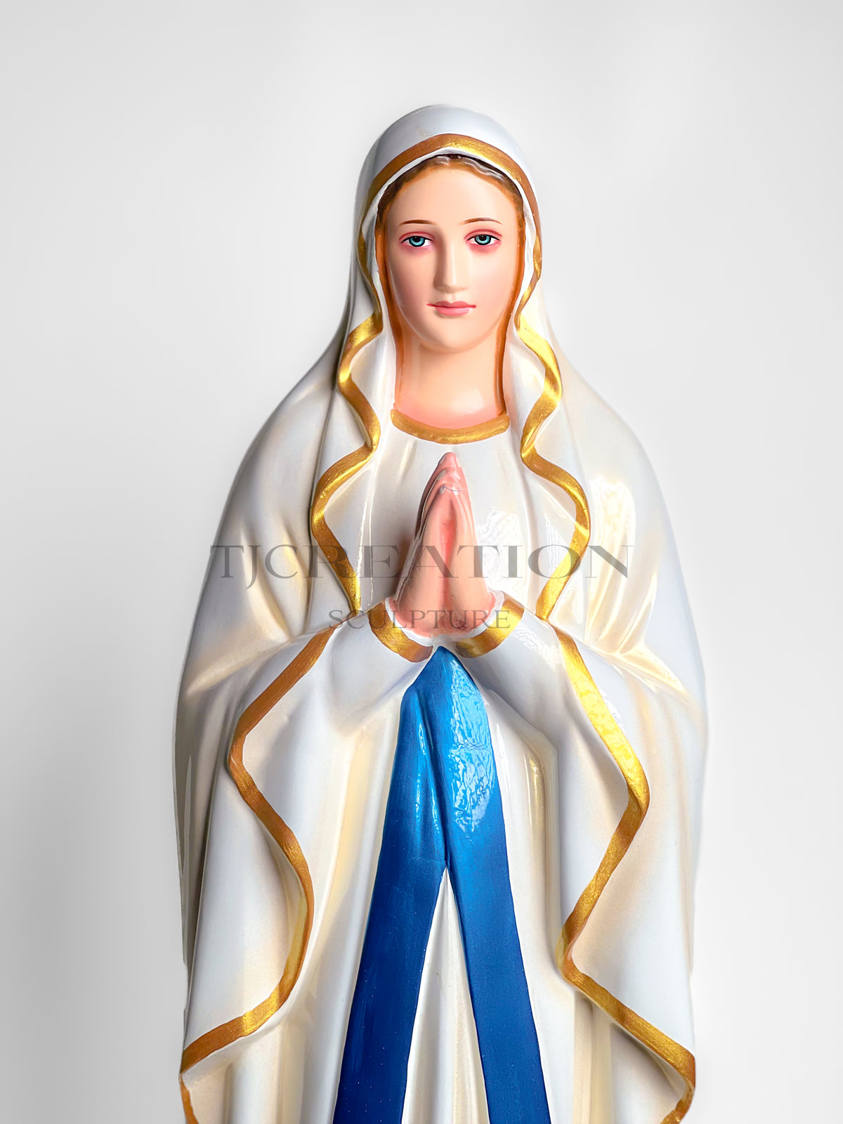 Our Lady of Lourdes Statue (Metallic Stardust) 30 inch  Handcrafted Figurine by TJ Creation Sculpture