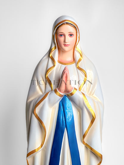 Our Lady of Lourdes Statue (Metallic Stardust) 30 inch  Handcrafted Figurine by TJ Creation Sculpture