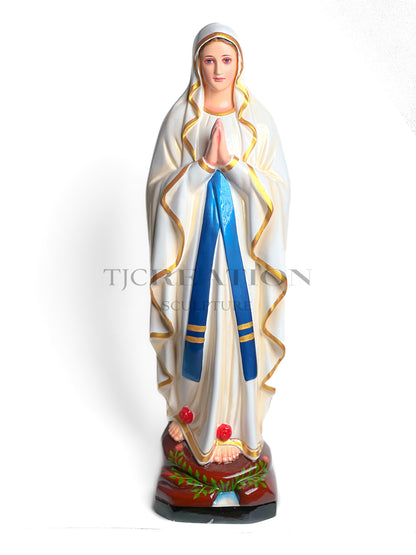 Our Lady of Lourdes Statue (Metallic Stardust) 30 inch  Handcrafted Figurine by TJ Creation Sculpture