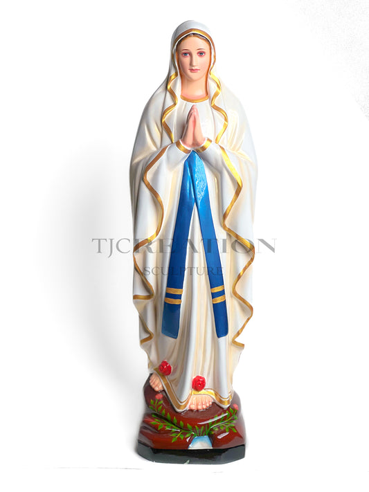 Our Lady of Lourdes Statue (Metallic Stardust) 30 inch  Handcrafted Figurine by TJ Creation Sculpture