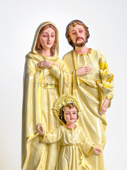 Hand-Painted Ivory Holy Family Statue ivory with Gold Accents 16 inches– Jesus, Mary, & St. Joseph