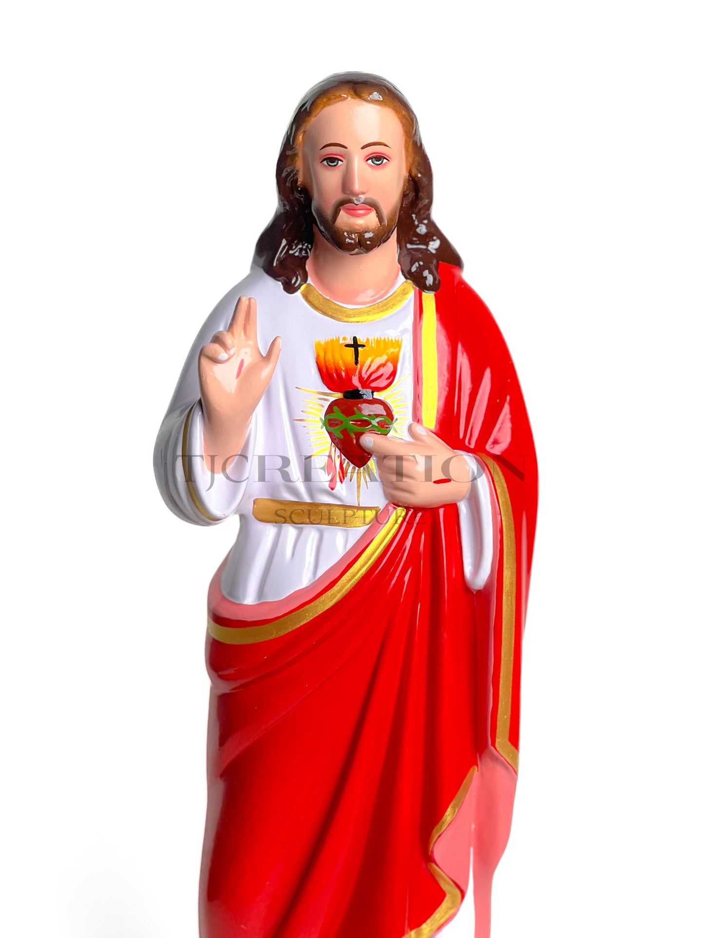 Hand-Painted Sacred Heart of Jesus Statue Catholic Figurine 18 inches