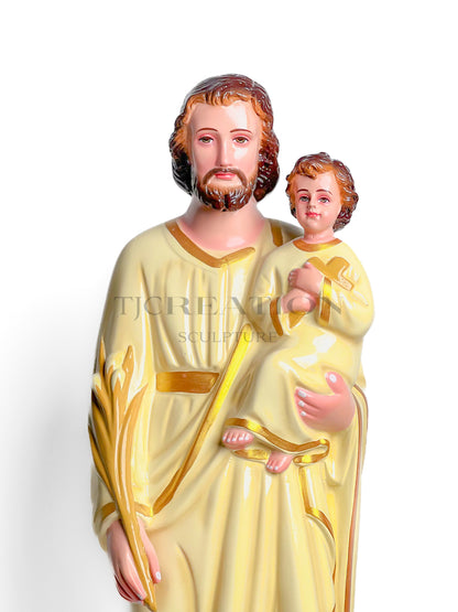 Handcrafted Saint Joseph with Child Jesus Statue 24 inches - Ivory Finish