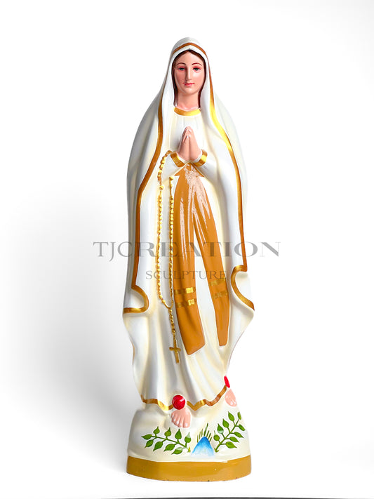 Handpainted Blessed Virgin Our Lady of Lourdes Statue – 18 inches White & Cream statue